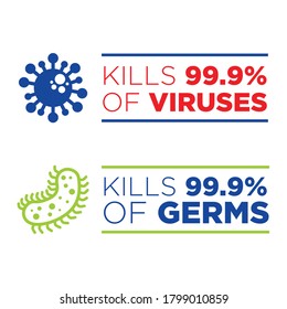 Kills 99.9% of Germs and Viruses Seal, Icon Template Vector file