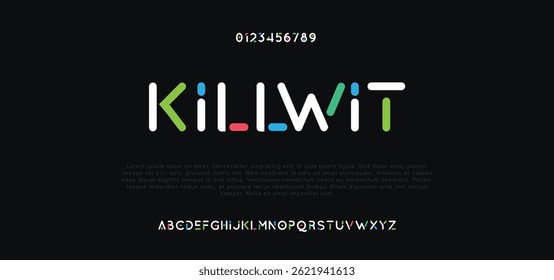 Killwit fontes de alfabeto abstratas mínimas modernas. Tecnologia de tipografia, eletrônico, filme, digital, música, futuro, logotipo fonte criativa. ilustração vetorial.