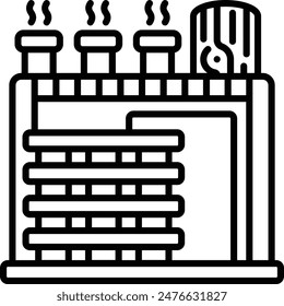 Kiln Dryer With Boiler vector icon design, timber and lumber Symbol, Forestry and Deforestation Sign, forest farming and woodlands stock illustration, Heat Pump Wood Drying or dehumidifying concept