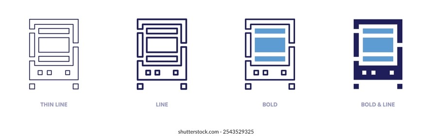 Kiln firing icon in 4 different styles. Thin Line, Line, Bold, and Bold Line. Duotone style. Editable stroke.