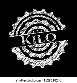 Kilo chalkboard emblem. Vector Illustration. Detailed.