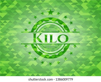 Kilo green emblem. Mosaic background. Vector Illustration. Detailed.