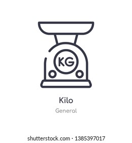 kilo outline icon. isolated line vector illustration from general collection. editable thin stroke kilo icon on white background