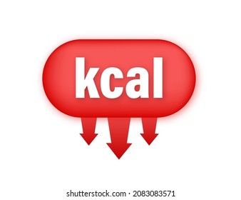 Kilocalorie emblem, kcal reduction. Zero calories diet program packaging. Vector stock illustration. svg