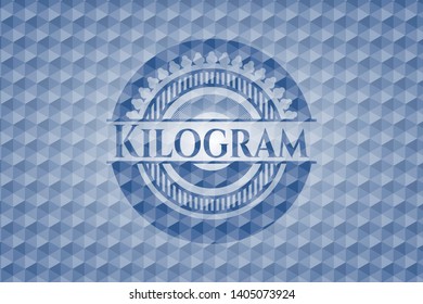 Kilogram blue badge with geometric pattern. Vector Illustration. Detailed.