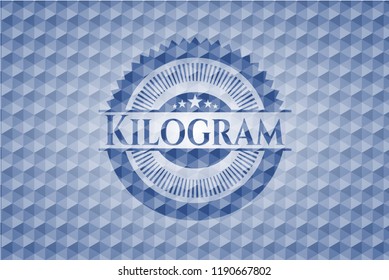 Kilogram blue emblem with geometric pattern.