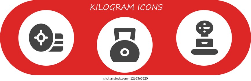  kilogram icon set. 3 filled kilogram icons. Simple modern icons about  - Weight