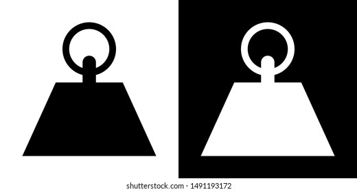 Kilogram Kettlebell. Glyph Icon in White and Black Version.