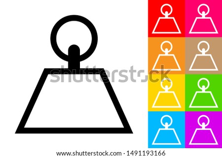 Kilogram Kettlebell. Line Icon With Different Color Background.