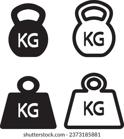  Kilogram, KG weight icon set, Weight icon set vector art