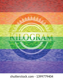 Kilogram lgbt colors emblem. Vector Illustration. Mosaic.