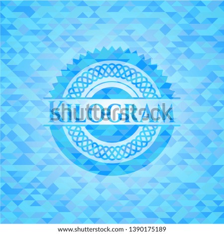 Kilogram light blue emblem with triangle mosaic background
