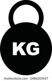 Ilustración del Vector de la mancuerna del peso del kilogramo sobre fondo blanco, forma negra.