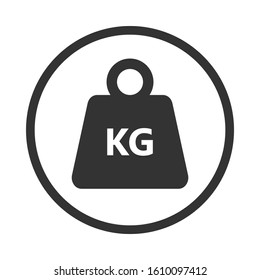 Kilogram weight graphic Icon. KG weight sign in the circle isolated on white background. Vector illustration