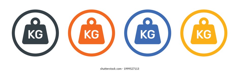 Kilogram weight graphic icon. KG weight sign in the circle isolated on white background. Vector illustration