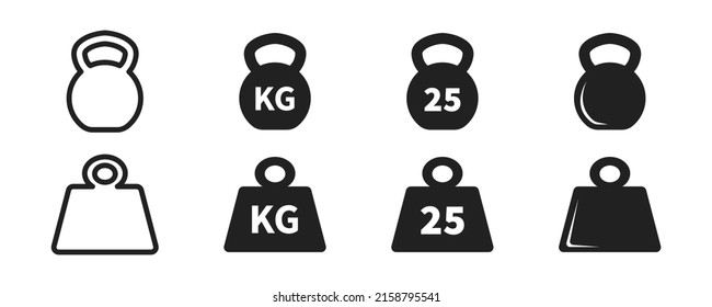 Kilogram weight icon. Weight icons. Kettlebell symbol. EPS 10.