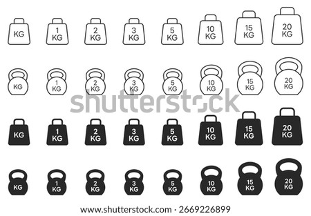 Kilogram Weight Icon. Kettlebell Symbol