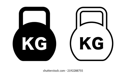 Juego de iconos de peso de Kilograma. Juego de iconos de Kettlebell. Entrenamiento de peso. Vector.