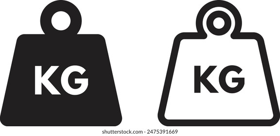 Kilogram weight icon set in two styles . KG weight icon . Scale icon vector