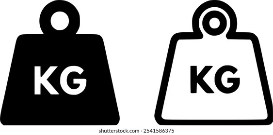 Icono del peso del kilogramo fijado en dos estilos. Icono de peso KG . Vector de icono de escala