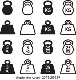 Kilogram weight icon set, Weight icon set vector art