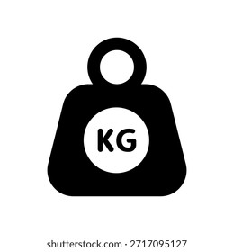 Icono plano de la medida del peso del kilogramo en el fondo blanco, Ilustración vectorial aislada