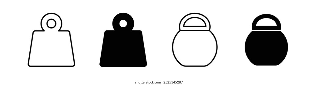 Kilogram weight vector filled and outlined icons collection set