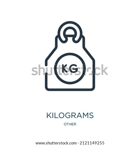kilograms thin line icon. measurement, barbell linear icons from other concept isolated outline sign. Vector illustration symbol element for web design and apps.