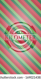 emblema de Navidad de kilómetro. Ilustración vectorial. Detallado.