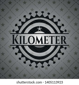 Kilometer realistic black emblem. Vector Illustration. Detailed.