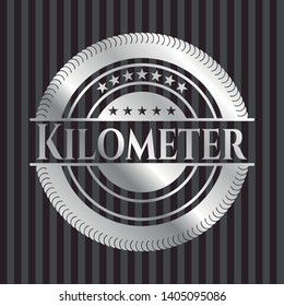 Kilometer silvery badge or emblem. Vector Illustration. Mosaic.