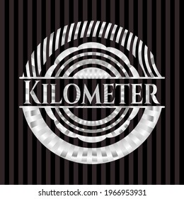 Kilometer silvery shiny badge. Vector Illustration. Mosaic. 