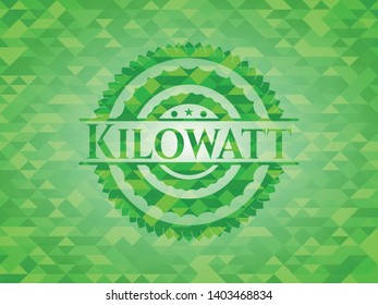 Kilowatt green emblem. Mosaic background. Vector Illustration. Detailed.
