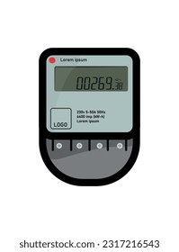 Kilowatt hour electric meter, power supply meter. Watthour meter of electricity for use in home appliance. Data panel. Vector.