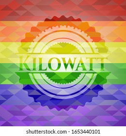 Kilowatt lgbt colors emblem. Vector Illustration. Mosaic.