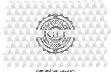 Kilt grey badge with geometric cube white background