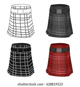 Kilt icon in cartoon style isolated on white background. Scotland country symbol stock vector illustration.