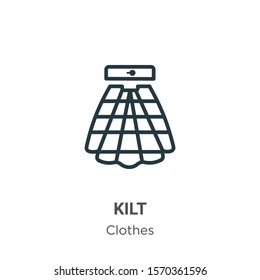 Kilt outline vector icon. Thin line black kilt icon, flat vector simple element illustration from editable  concept isolated on white background