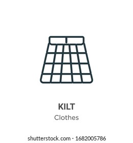 Kilt outline vector icon. Thin line black kilt icon, flat vector simple element illustration from editable clothes concept isolated stroke on white background