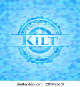 Kilt sky blue emblem with mosaic ecological style background