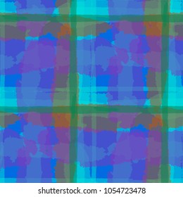 Kilt Texture. Seamless Grunge Background with Hand Painted Crossing Lines for Wallpaper, Linen, Sportswear. Rustic Check Texture. Vector Seamless Tartan. Scottish 
Ornament