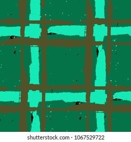 Kilt Texture. Seamless Grunge Background with Hand Painted Crossing Lines for Wallpaper, Linen, Cloth. Rustic Check Texture. Vector Seamless Kilt Texture. Scottish 
Ornament