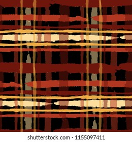 Kilt Textur. Nahtlose Grunge-Hintergrund mit handgemalten Crossing Stripes für Schuhe, Stoffe, Textilien. Rustikale Prüfung Textur. Vektornahtloser Tartan. Schottisches Ornament
