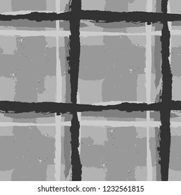 Kilt Texture. Seamless Grunge Background with Hand Painted Crossing Brush Strokes for Print, Upholstery, Cloth. Rustic Check Texture. Vector Seamless Tartan.