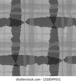 Kilt Texture. Seamless Grunge Background with Hand Painted Crossing Lines for Print, Upholstery, Textile. Rustic Check Texture. Vector Seamless Tartan. Scottish Ornament