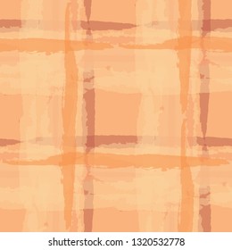 Kilt Texture. Seamless Grunge Background with Hand Painted Crossing Brush Strokes for Print, Upholstery, Textile. Rustic Check Texture. Vector Seamless Kilt Texture. Scottish Ornament