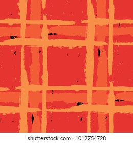 Kilt Texture. Seamless Grunge Texture with Hand Painted Crossing Lines for Wallpaper, Linen, Cloth. Rustic Check Texture. Vector Seamless Plaid. Scottish 
Ornament