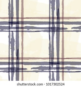 Textura de Kilt. Textura Grunge sin inconvenientes con pinzas de pincel crossing a mano para impresión, lino, tela. Textura de comprobación rústica. Textura de plástico transparente para vectores.