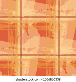 Kilt Texture. Seamless Grunge Texture with Hand Painted Crossing Brush Strokes for Wallpaper, Linen, Cloth. Rustic Check Texture. Vector Seamless Plaid Texture.