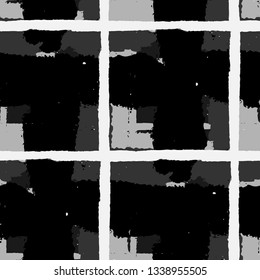 Kilt Texture. Seamless Grunge Texture with Hand Painted Crossing Brush Strokes for Print, Upholstery, Textile. Rustic Check Texture. Vector Seamless Kilt Texture. Scottish Ornament